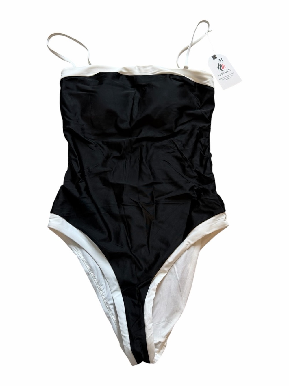Classic Black One-Piece Swimsuit with White Trim